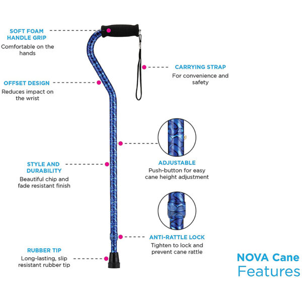 Offset Cane with Strap, Black - Image 3
